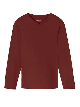 SCHIESSER | Pyjama Langarmshirt MIX + RELAX | dunkelrot